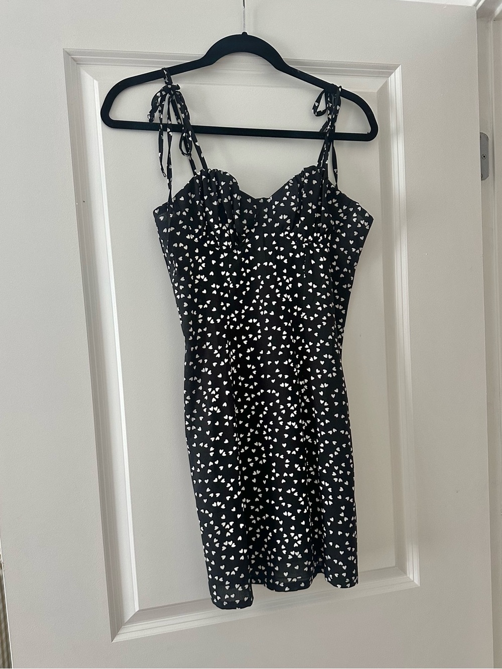 Black Mini Dress with White Heart Print